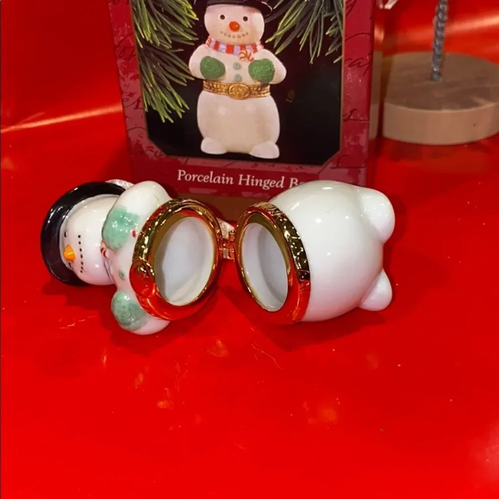 Hallmark porcelain hinged box snowman ornament